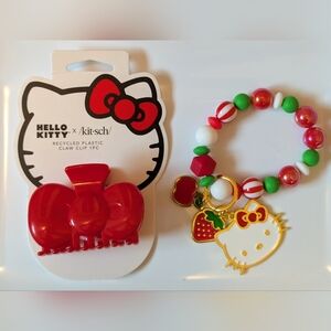 Hello Kitty Red Claw Clip and Hello Kitty Keychain Wristlet